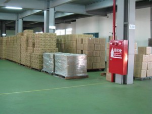 Zone de stockage des produits finis