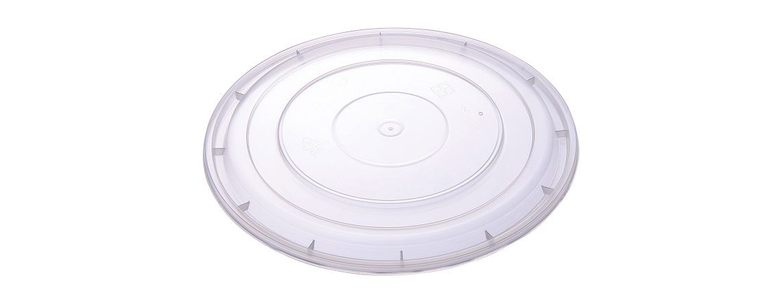 179mm Flat Vented Lid For Plastic Bowl - Clear vented 179mm lid for 26oz, 32oz, 37oz bowl