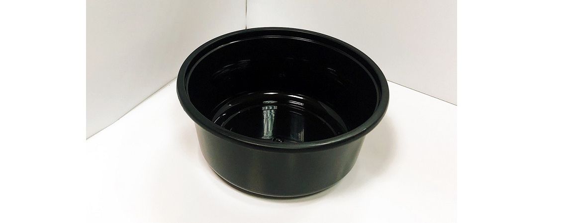وعاء حساء بلاستيكي أسود بسعة 360 مل