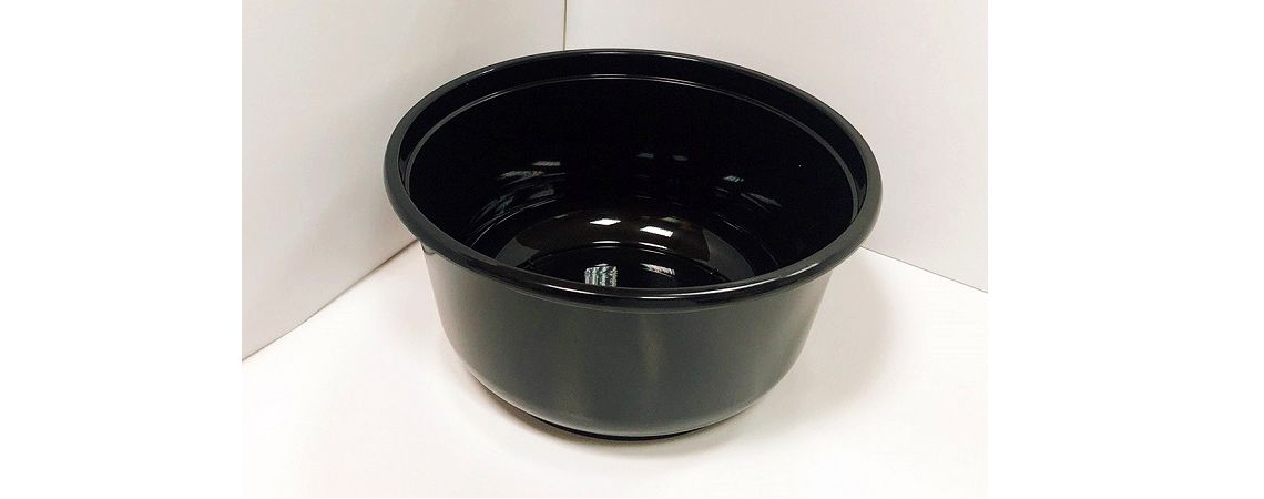 Recipiente de sopa de plástico negro de 700 ml