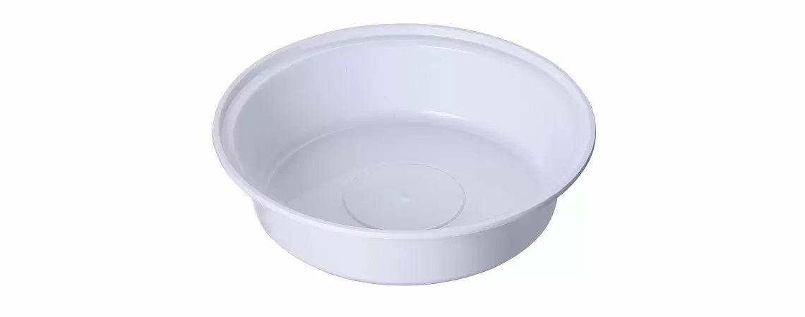 Contenitore per alimenti rotondo in plastica monouso da 800 ml (26 once) adatto al microonde - Ciotola di plastica bianca adatta al microonde da 800 ml