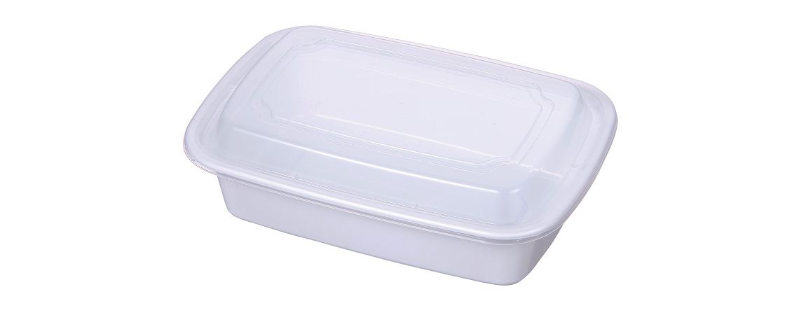 Contenedor de alimentos reciclable blanco de 38 oz