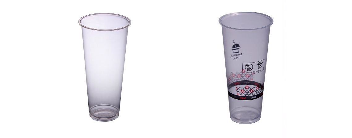 Bicchiere sottile da 660 ml in PP da 90 mm - Bicchiere sottile trasparente in PP con stampa personalizzata