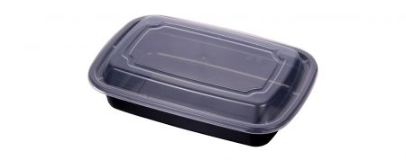28oz Dikdörtgen Mikrodalgada Isıtılabilir Öğle Yemeği Kutusu - 28oz Siyah Geri Dönüştürülebilir gıda kabı
