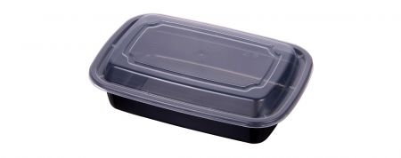32oz Kapaklı Dikdörtgen Öğün Hazırlama Kabı - 32oz Siyah Geri Dönüştürülebilir yiyecek kabı