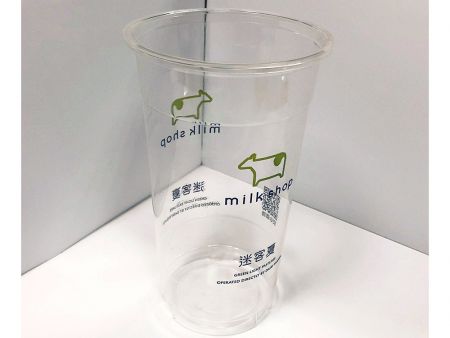 Vaso de PP de 700 ml para bebidas frías con diseño de impresión personalizada para promoción de marca.