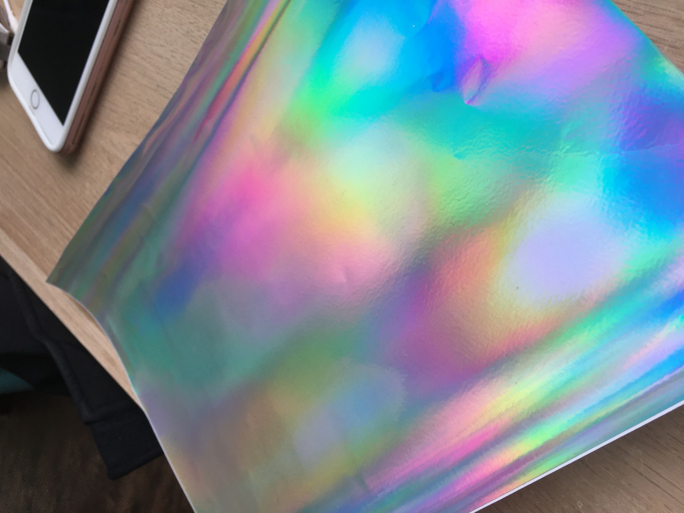 TECKWRAP Vinilo cromado plateado holográfico arcoíris brillante de 1 x 5  pies