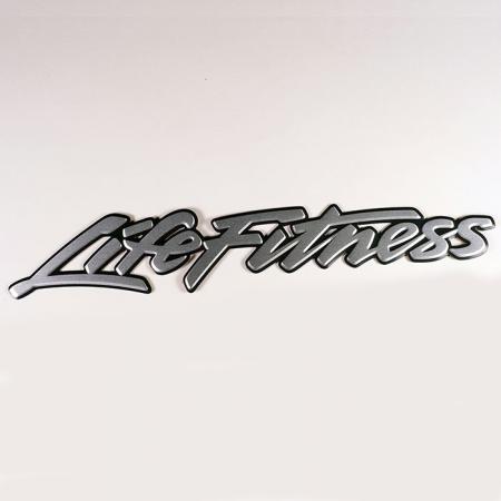 Etiqueta de equipo de fitness - Letras en placa de metal.