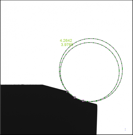 Arc radius measurement for punches