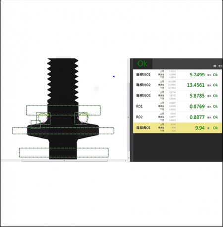 Use the measurement script to automatically measure the full size of the screw.