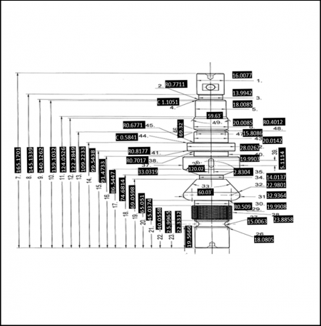 Full-dimension measurement of shafts.