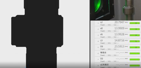 凸輪軸關鍵尺寸全檢量測 - 20秒完成凸輪軸的製程檢測,滿足大量生產的檢驗需求