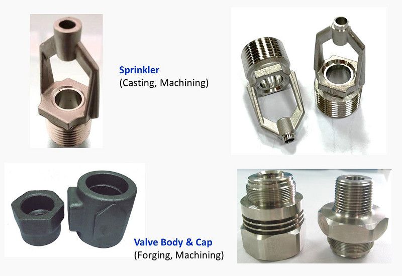 Teamco Produceert sprinklers door middel van investeringsgieten en kleplichaam/deksel door middel van smeden.