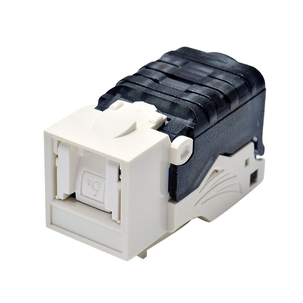 Unshielded ISO Cat 6a / TIA Cat 6A Component-Rated Shuttered Toolless Keystone Jack