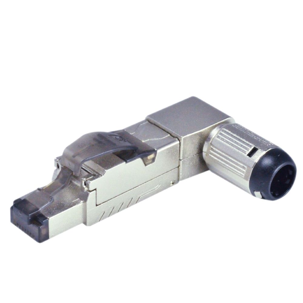 Cat 8.1 Angled Die-Cast Field Termination Plug for Patch Cord Use