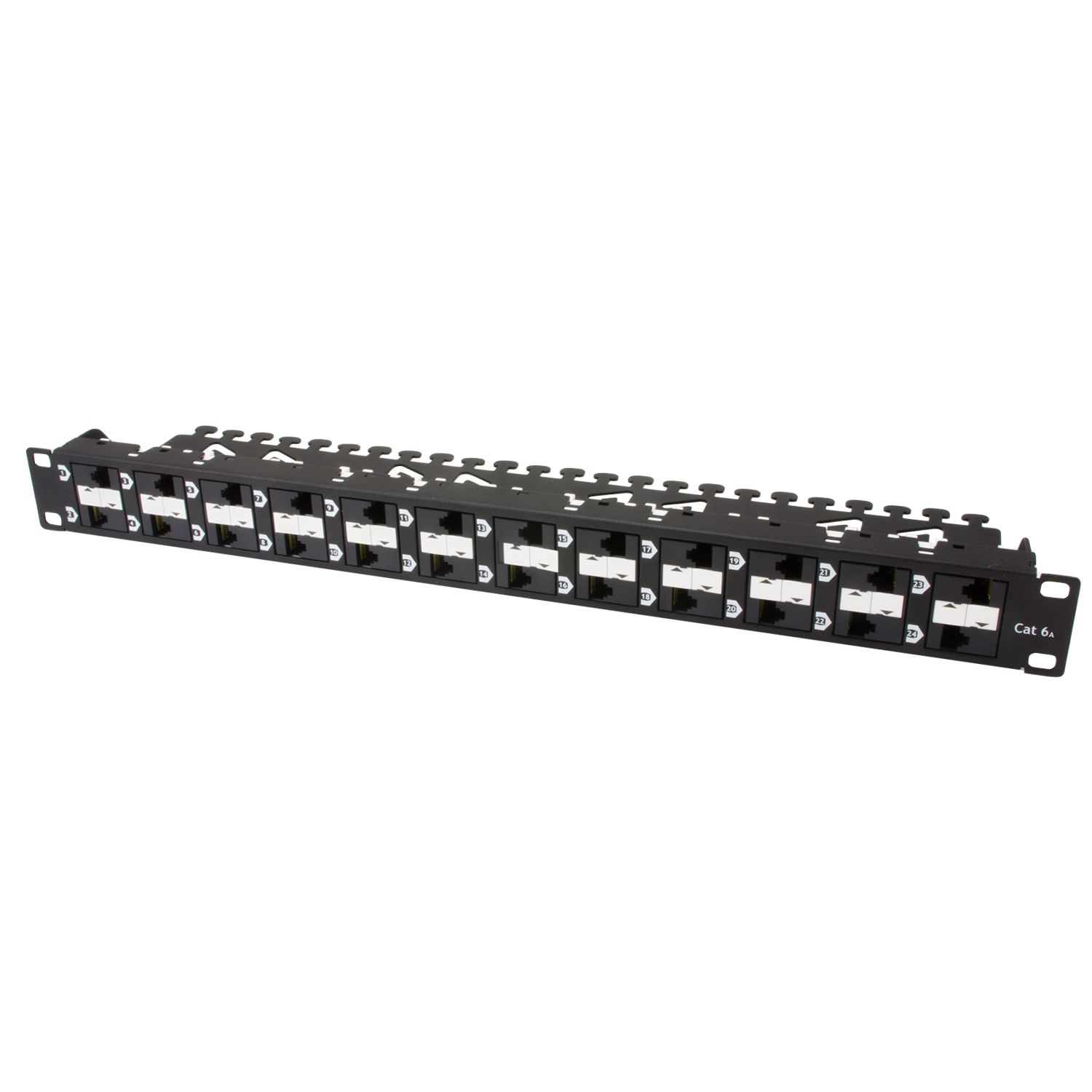 Unshielded ISO Cat 6a / TIA Cat 6A Component-Rated Patch Panel w/Wire Management