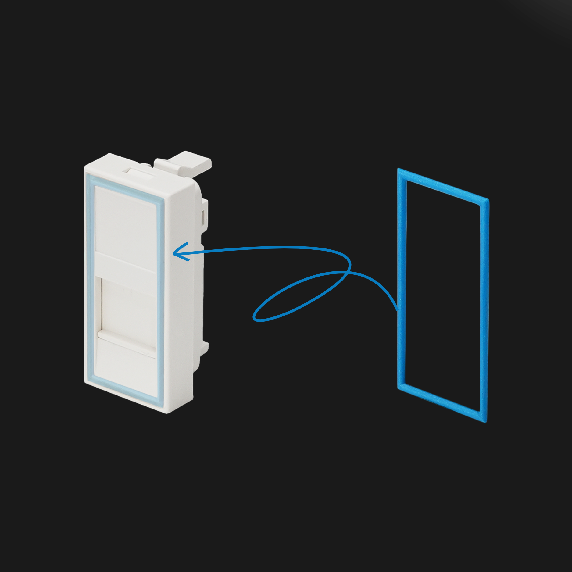 Sub-Insert 1P, Shuttered 1-Port w/Color Ring, 22.5x45mm