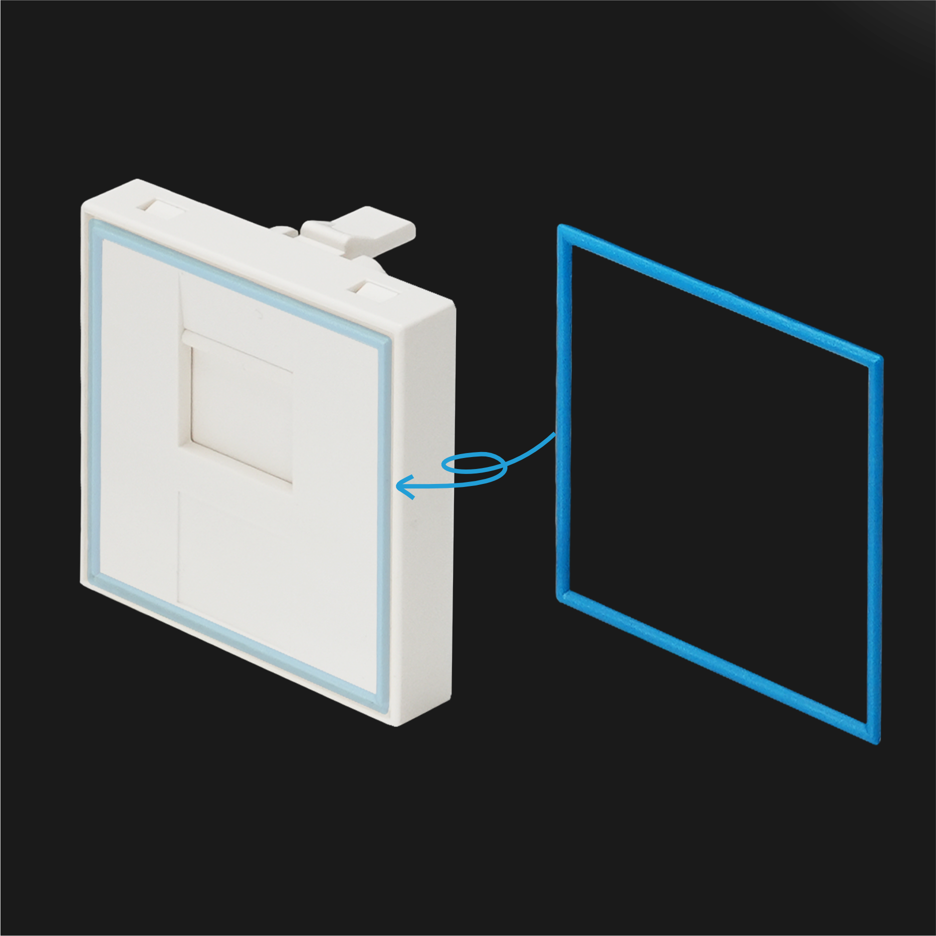 Sub-Insert 2P, Shuttered 1-Port w/Color Ring, 45x45mm