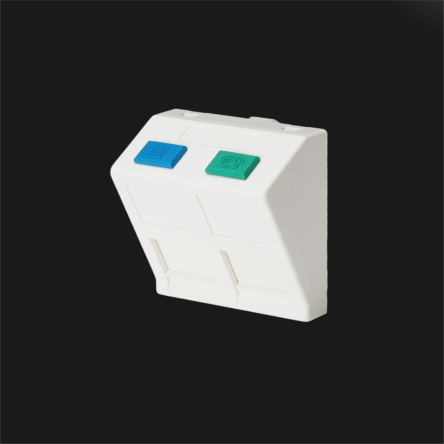 Sub-Insert 2P, Shuttered 45° 2-Port w/Color Icons, 45x45mm