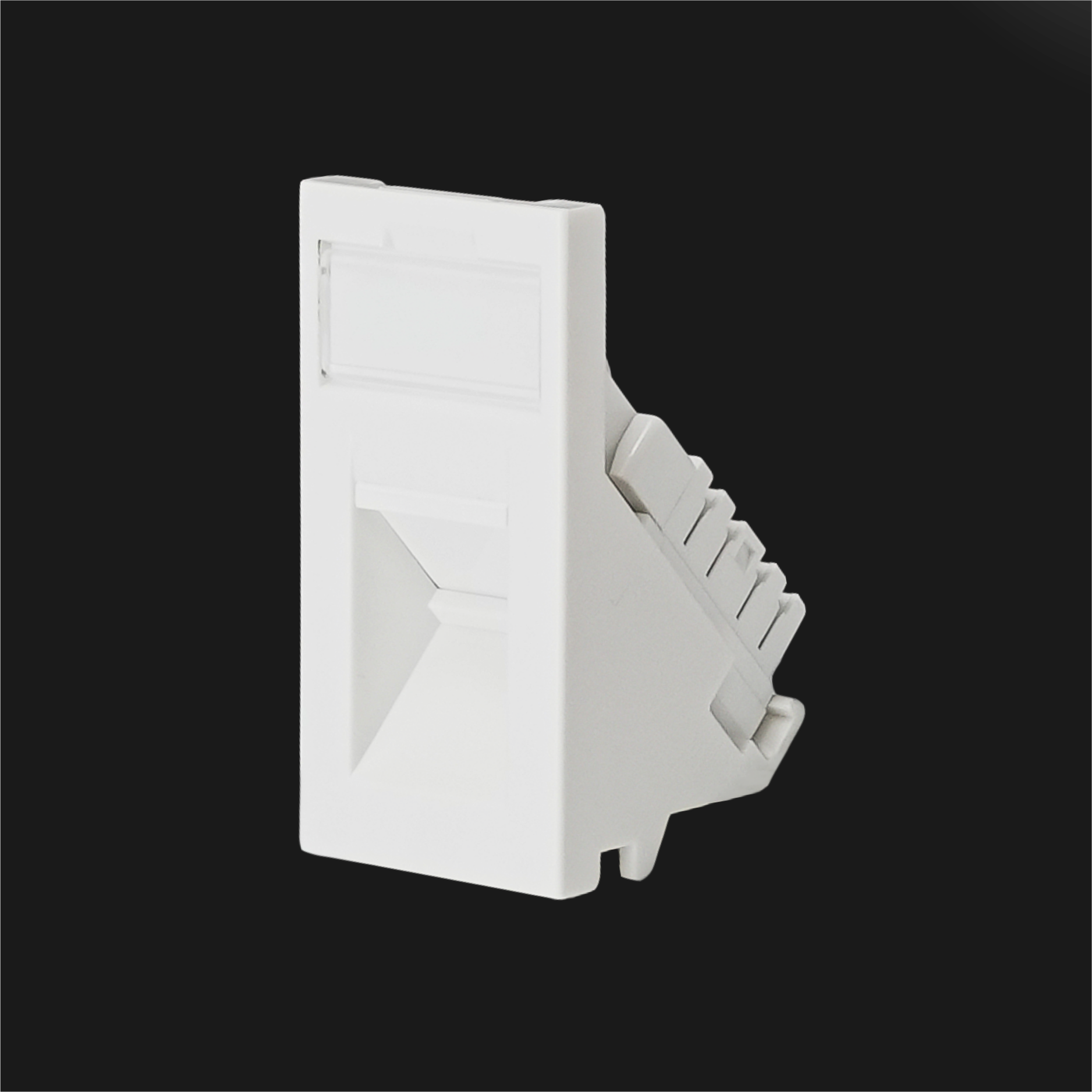 Cat 6 Sub-Insert 1P, Shuttered 45° 1-Port, 25x50mm