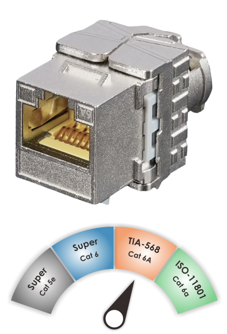 TIA C6A Component - Shielded TIA Cat 6A Component-Rated 180˚ Toolless Keystone Jack
