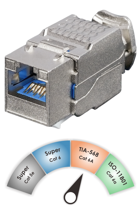 TIA C6A Component - Shielded TIA Cat 6A Component-Rated 90˚ Toolless Keystone Jack