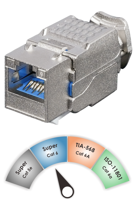 TIA C6 Component - Shielded Super Cat 6 Component-Rated 90˚ Toolless Keystone Jack