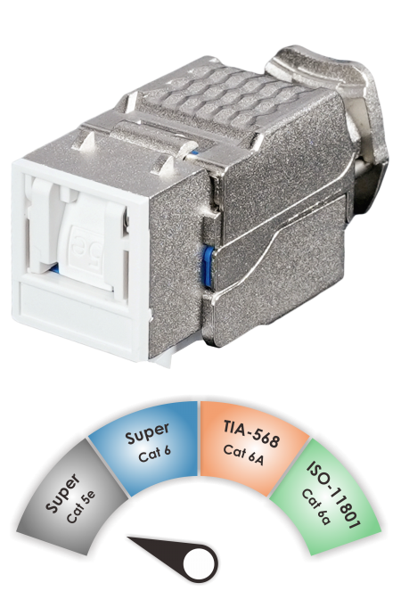 Componente TIA C5e - Jack Keystone senza attrezzi schermato Super Cat 5e con angolo di 90°