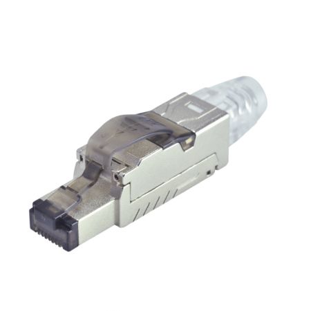 With Strain Relief - Cat 6A Die-Cast Field Termination Plug w/Strain Relief
