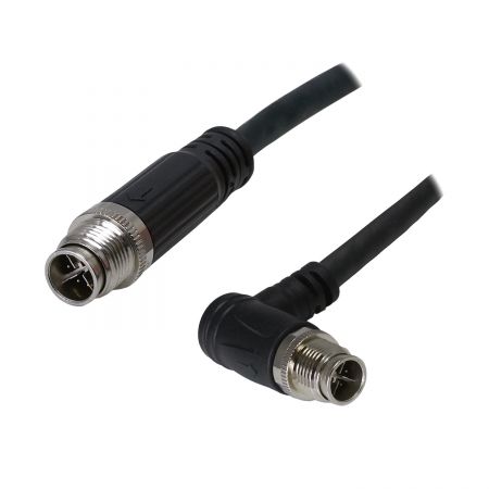 M12 Male 180° to - Industrial Waterproof Cat6A S/FTP 26AWG Ethernet Cable, M12-M (IP67) 180° to M12-M (IP67) 90°