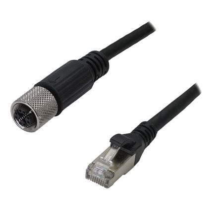 M12 Female 180° to - Industrial Waterproof Cat6A S/FTP 26AWG Ethernet Cable, M12-F (IP67) 180° to RJ45-M (IP20) 180°