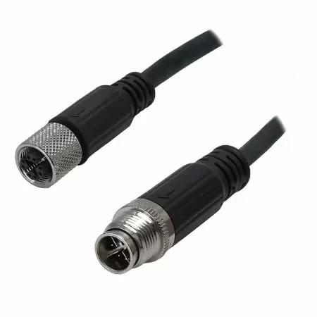 M12 Female 180° to - Industrial Waterproof Cat6A S/FTP 26AWG Ethernet Cable, M12-F (IP67) 180° to M12-M (IP67) 180°