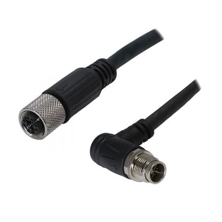 M12 Female 180° to - Industrial Waterproof Cat6A S/FTP 26AWG Ethernet Cable, M12-F (IP67) 180° to M12-M (IP67) 90°