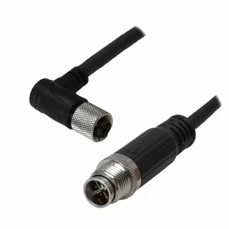 M12 Female 90° to - Industrial Waterproof Cat6A S/FTP 26AWG Ethernet Cable, M12-F (IP67) 90° to M12-M (IP67) 180°