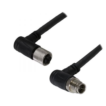 M12 Female 90° to - Industrial Waterproof Cat6A S/FTP 26AWG Ethernet Cable, M12-F (IP67) 90° to M12-M (IP67) 90°