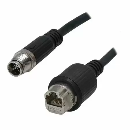 M12 Male 180° to - Industrial Waterproof Cat6A S/FTP 26AWG Ethernet Cable, M12-M (IP67) 180° to RJ45-F (IP20)