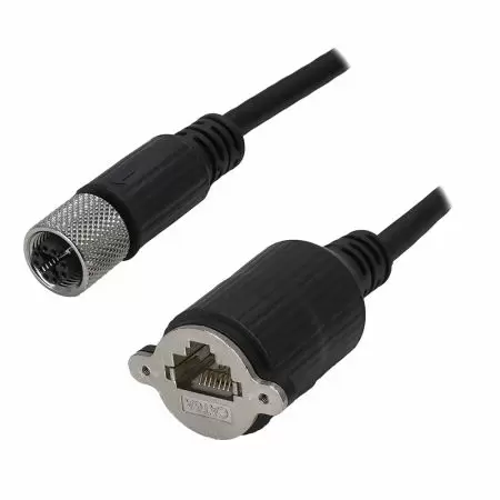 M12 Female 180° to - Industrial Waterproof Cat6A S/FTP 26AWG Ethernet Cable, M12-F (IP67) 180° to RJ45-F Screw-Lock (IP20)