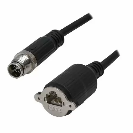 M12 Male 180° to - Industrial Waterproof Cat6A S/FTP 26AWG Ethernet Cable, M12-M (IP67) 180° to RJ45-F Screw-Lock (IP20)