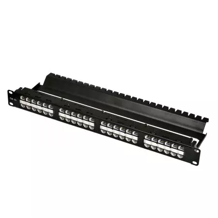 ISO/IEC ClassEa - Unshielded ISO 11801 Class Ea 48 port-1U feed-through panel with built-in wire management