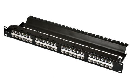 1U-48P с протяжкой - Незащищенная панель ISO 11801 класса Ea с 48 портами-1U с встроенным управлением проводами