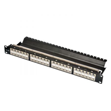 Category 6A - Shielded Cat 6A 48 port-1U feed-through panel
with built-in wire management