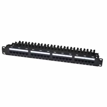 Category 5e - Unshielded Cat 5e Component-Rated Patch Panel w/Cable-Clips