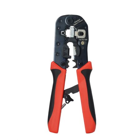 ←Crimp - RJ-45 Plug Crimper with Strip/Cut/Ground Crimp