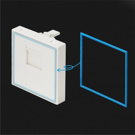 Shuttered 1-Port - Sub-Insert 2P, Shuttered 1-Port w/Color Ring, 45x45mm