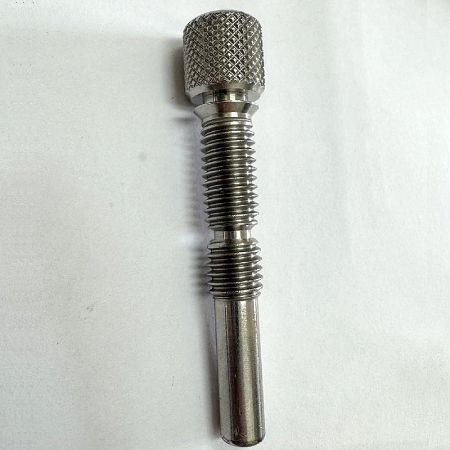 CNC Machined 1214 Special Bolt - CNC machined 1214 special bolt with knurled head and precision threads.