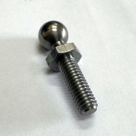 CNC Machined Ball Stud - CNC machined ball stud with spherical head and threaded shank for mechanical components.
