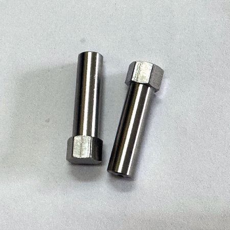 CNC Machined Hexagonal Locating Shaft - CNC machined hexagonal locating shaft made from 304F stainless steel for anti-rotation positioning.