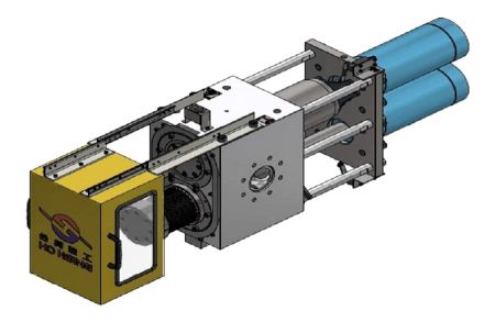 Double Pillar Hydraulic Screen Changer (Round Type) - This is a schematic diagram of Double Pillar Hydraulic Screen Changer, circular type.