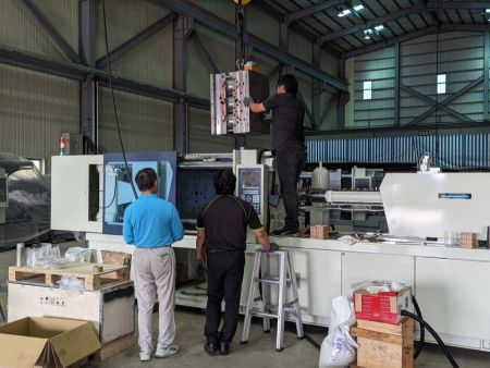 High-speed plastic injection molding machine capable of producing disposable PP cups for the airline industry.