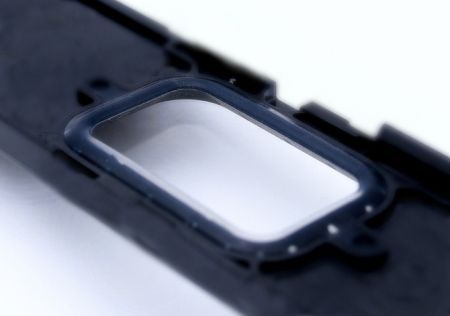 Liquid silicone rubber seal combined with plastics.